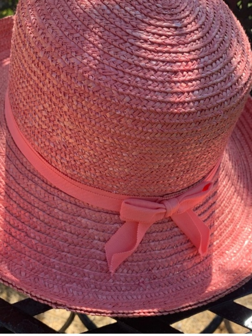 betmar Coral-Pink Wide Brim Straw Sun Hat with Ribbon Bow - Picture 4 of 11